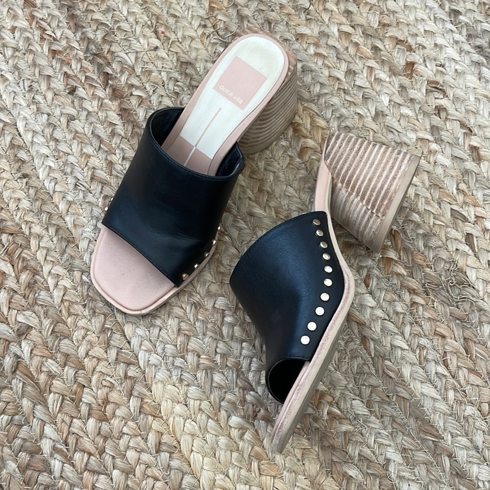 Black leather Dolce Vita heels